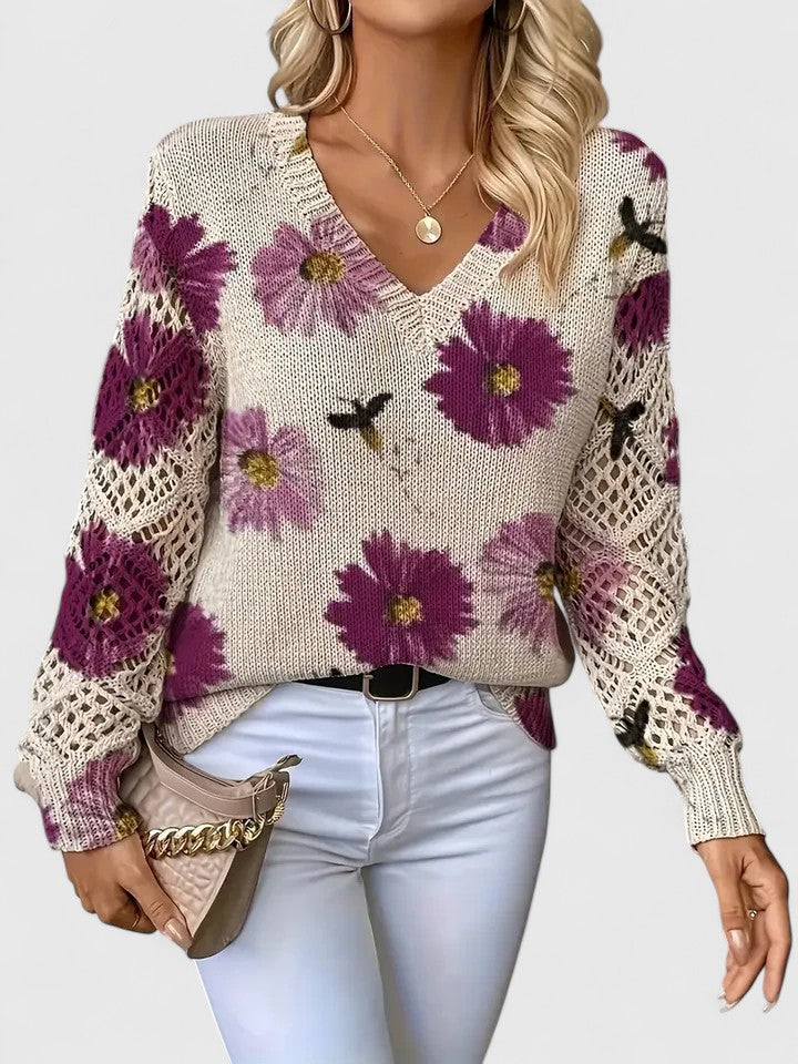 LIZA | Elegancki sweter w kwiaty