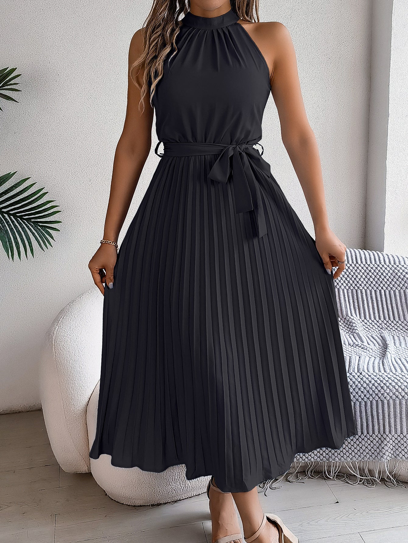 CEDRINE™ – Robe Midi Plissée Élégante
