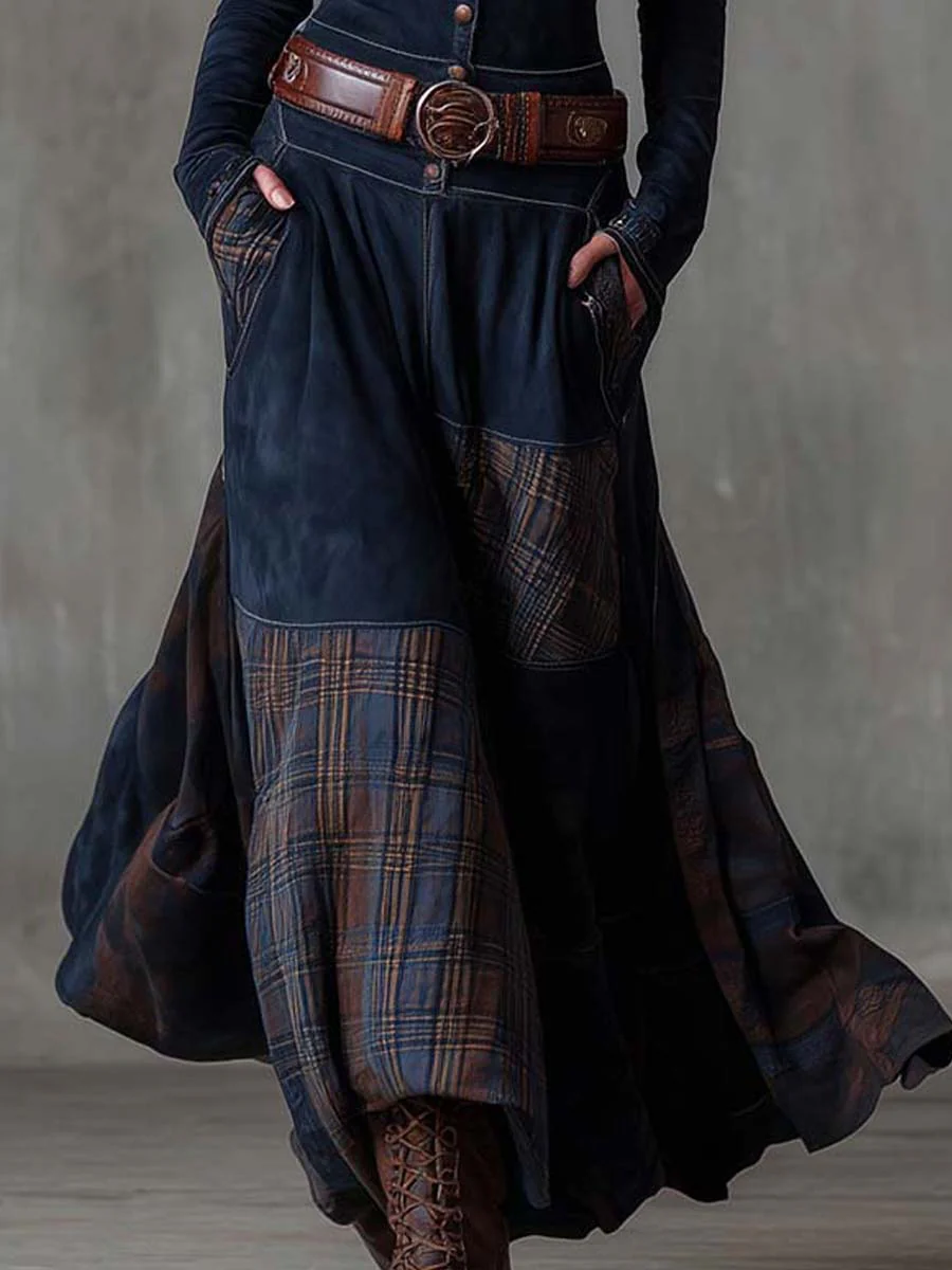 Azucena - Robe maxi en daim avec ceinture