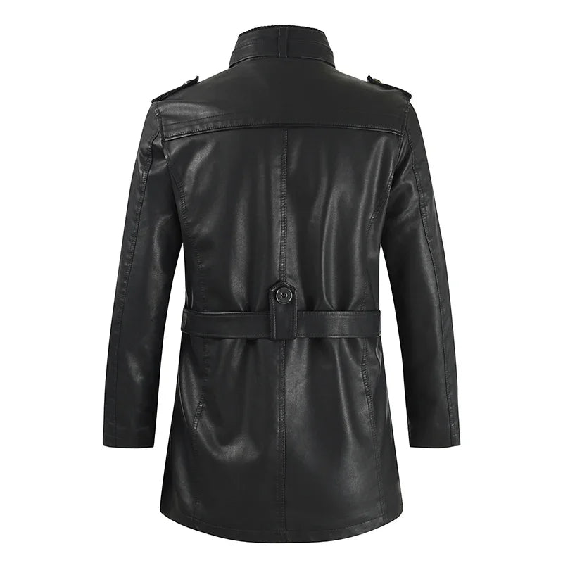 Krystian™ | Elegancka Długa Skórzana Kurtka Biker