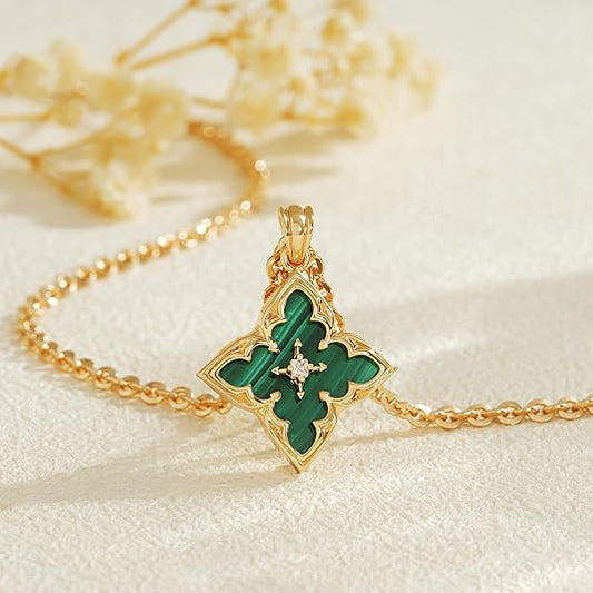 Collier Pendentif Trèfle Émeraude | Or