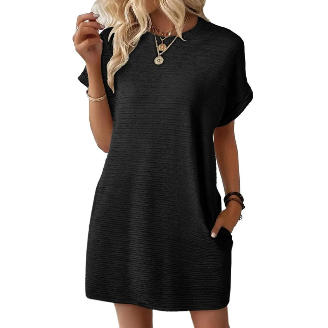 EVASHA™ – Robe d'été décontractée minimaliste à col rond