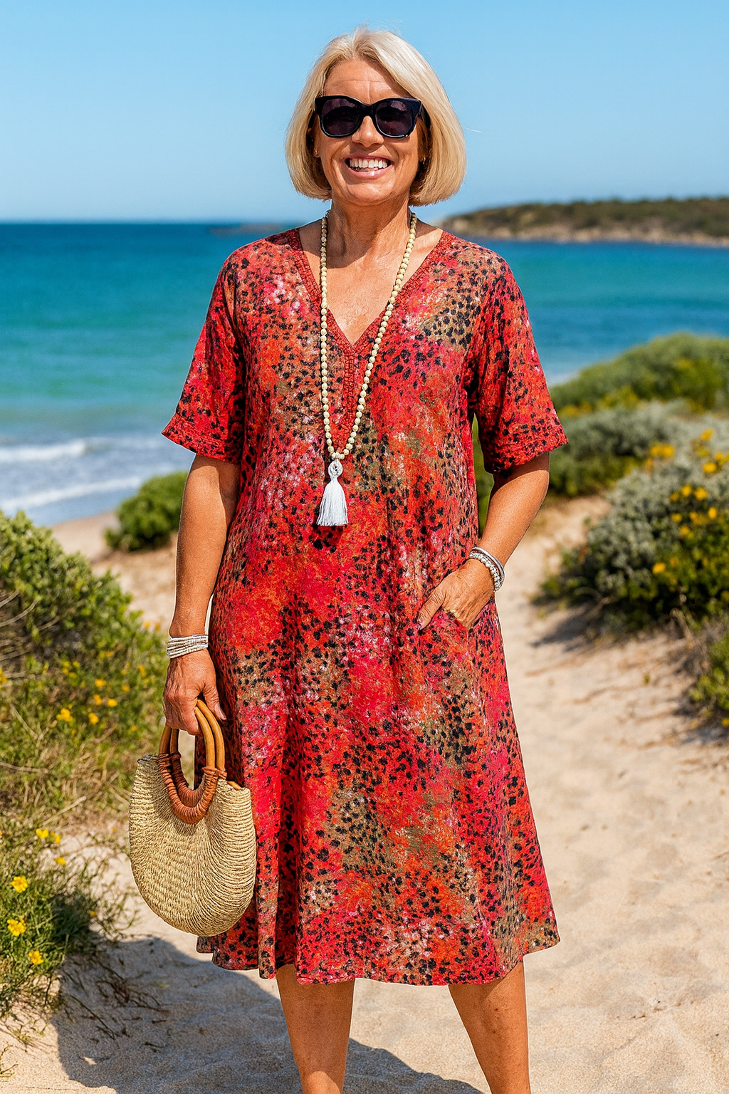 Mary | Robe Midi Élégante - Épouse le ventre