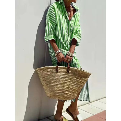 Pernille™ - Robe chemise rayée