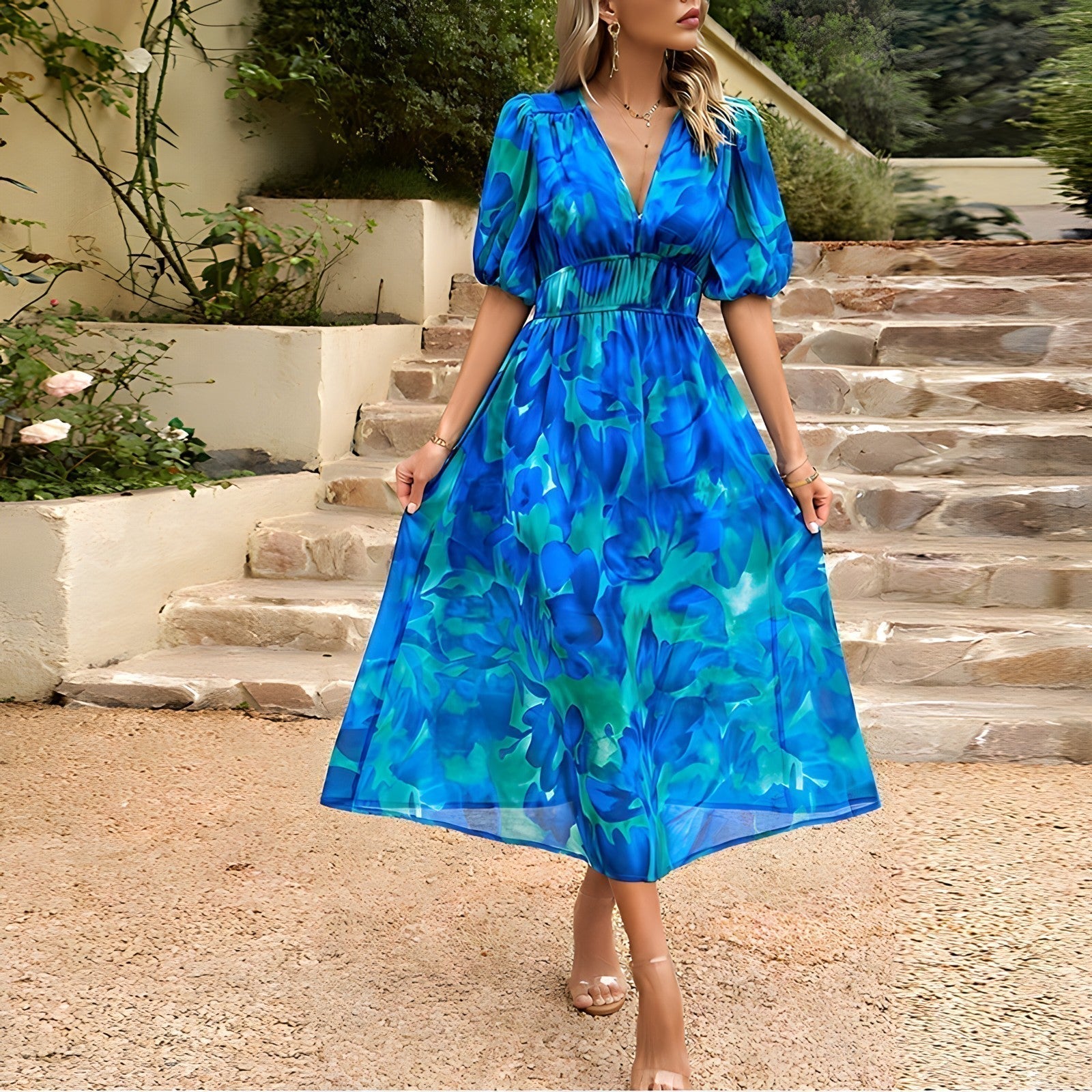 ANNELIE™ – Robe Midi Florale Rêverie