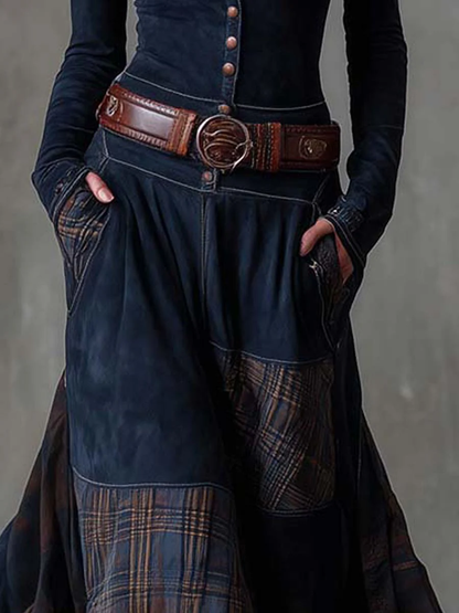 Azucena - Robe maxi en daim avec ceinture