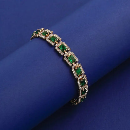 Bracelet Déclaration Vert Émeraude | Or