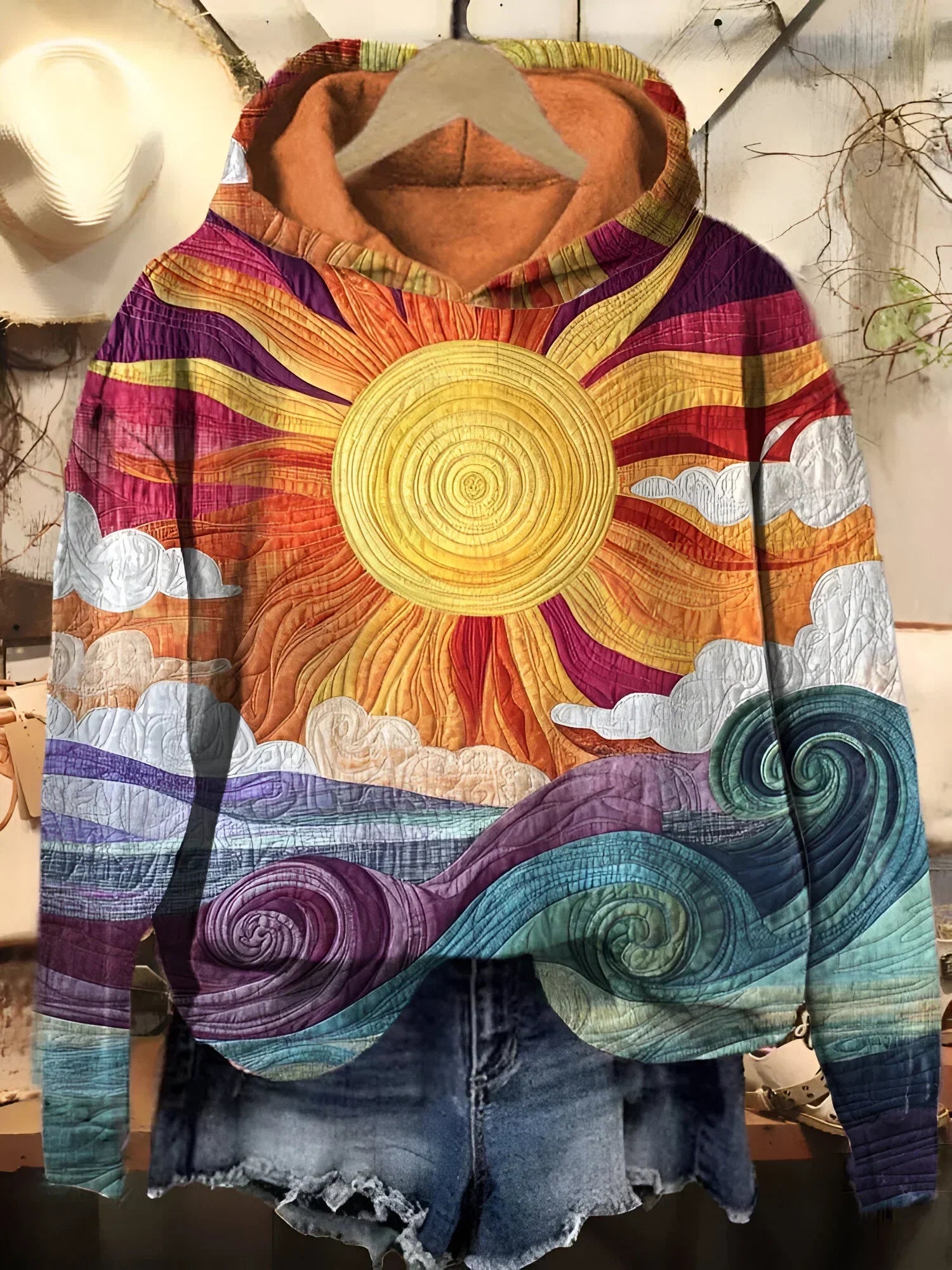 Tatienne - Sweat à capuche vintage Sunburst